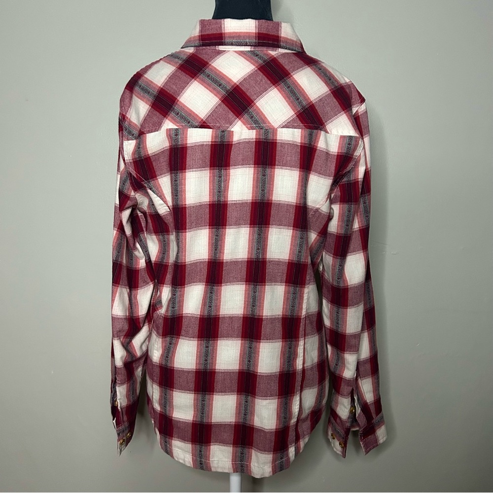 Red and White Plaid Button-Up Shirt - Picture 4 of 7